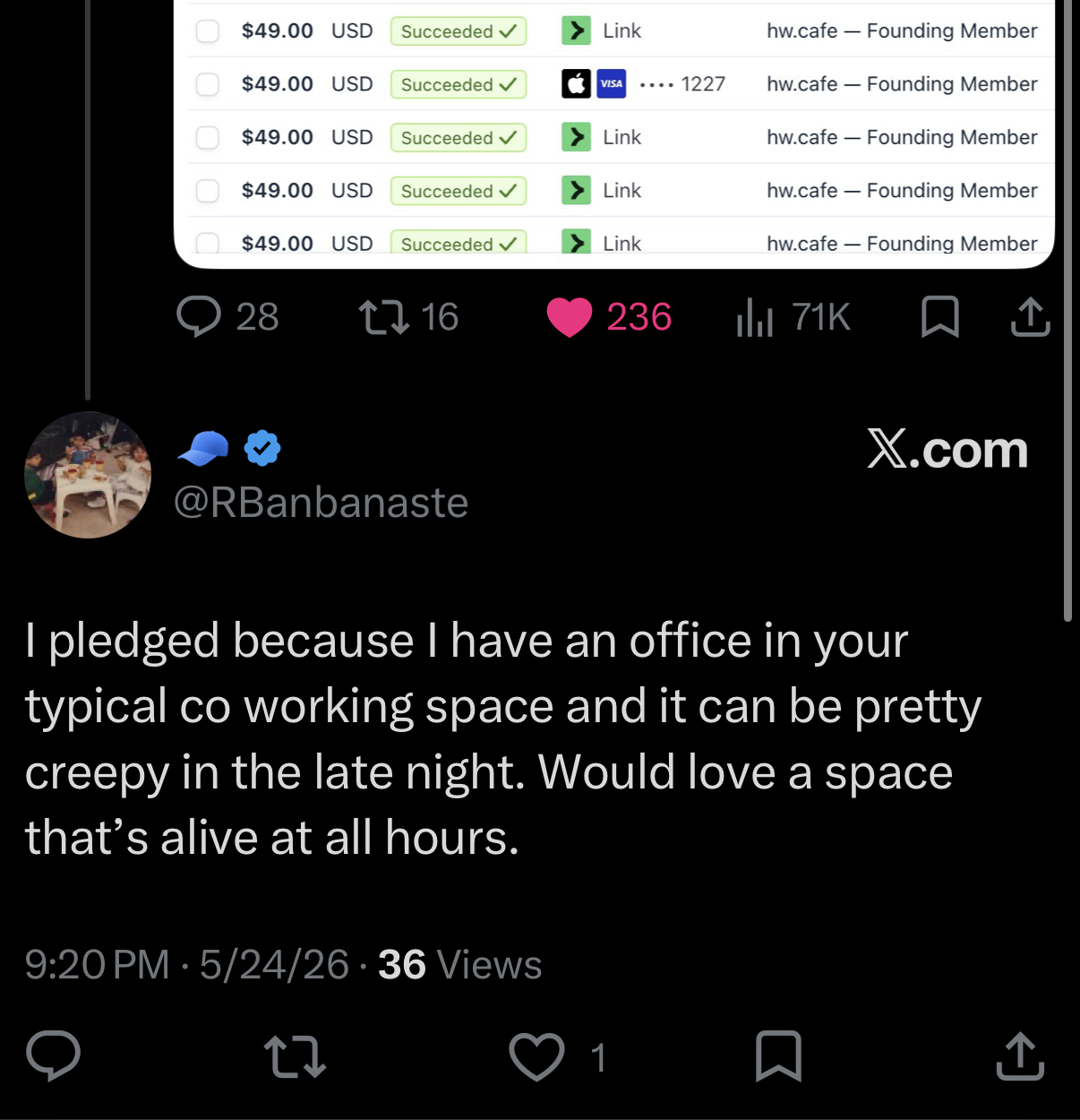 Builder reaction to hw.cafe